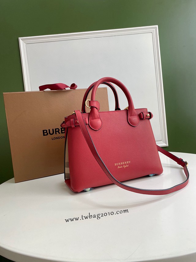 Burberry專門店新款小號紅色托特包 巴寶莉粒面小牛皮手提肩背女包 yxb1426
